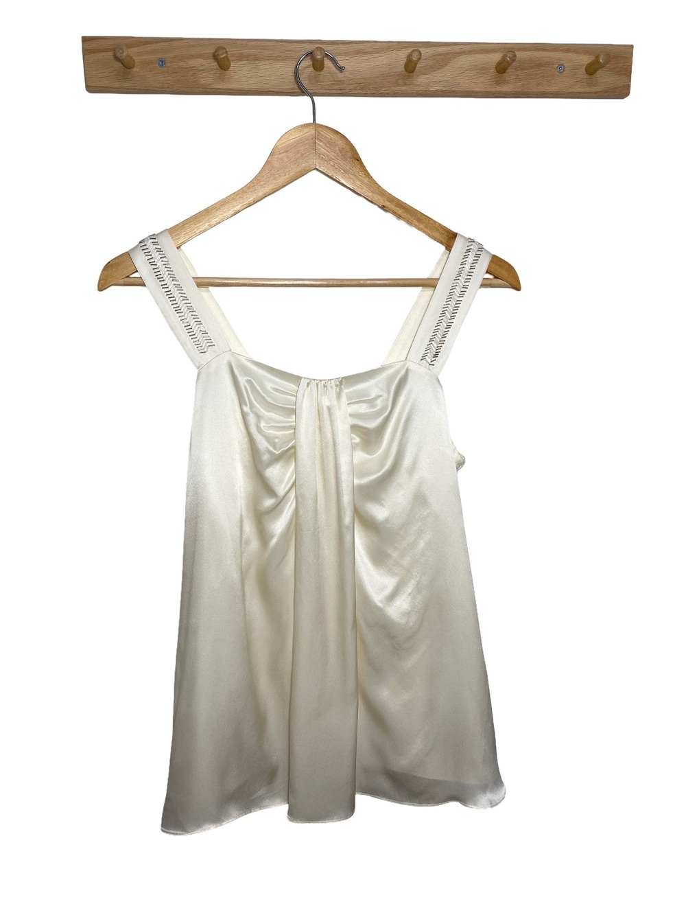BANANA REPUBLIC | 100% Silk Ivory Chemise Tank with Wide Embellished Straps Sz M